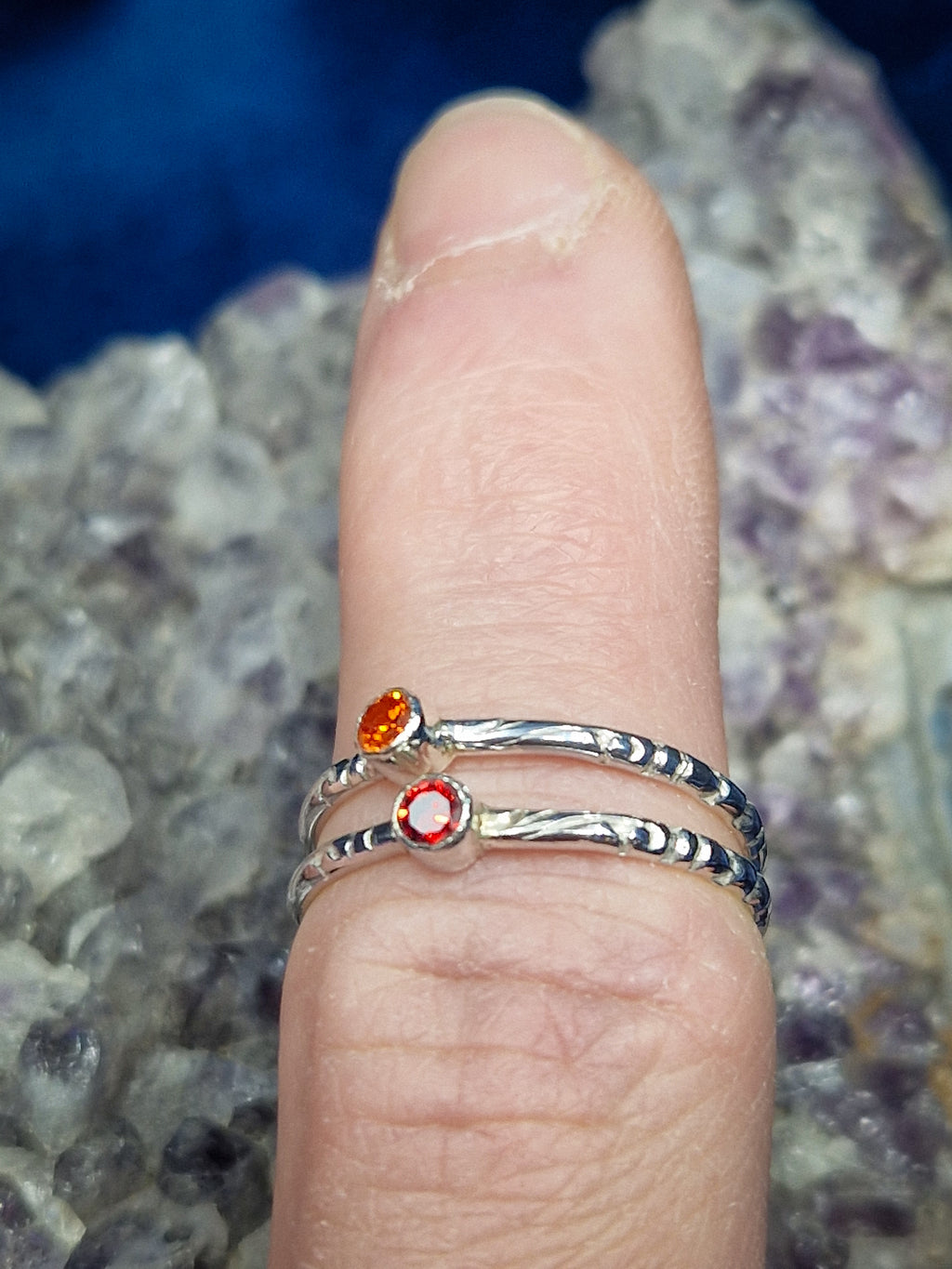 Silfur stacking hringur m. steini